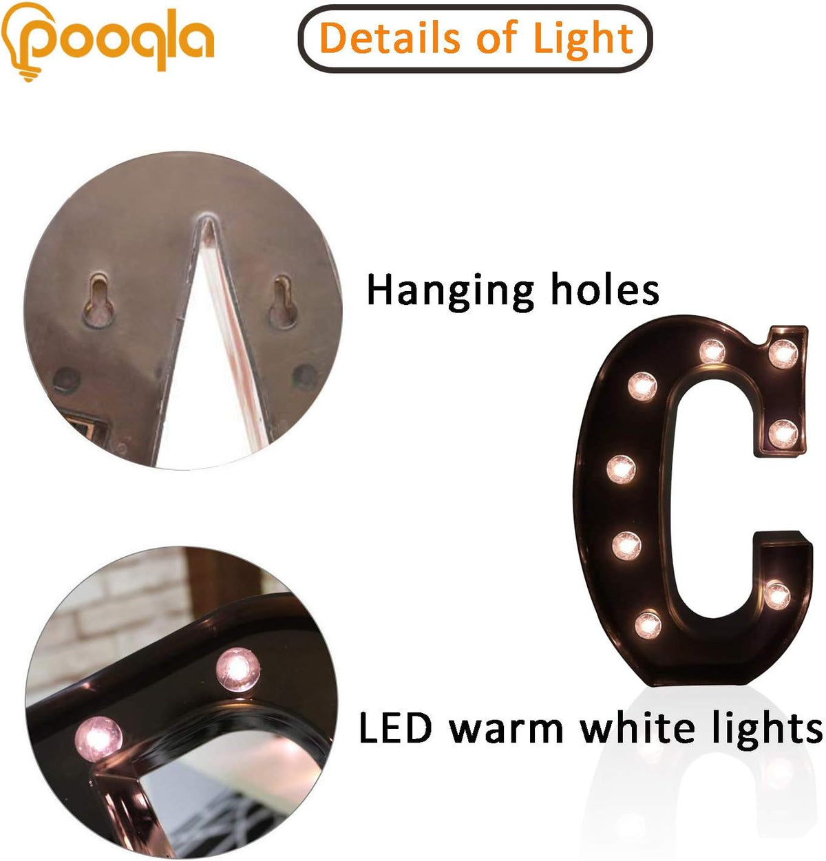 Pooqla Decorative LEDs Illuminated Letter Marquee Sign - Alphabet Marquee Letters with Lights for