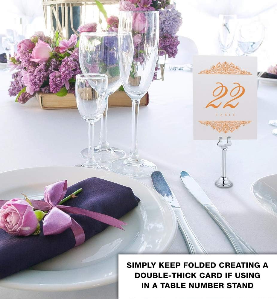 Paisley Wedding Table Numbers (Select Color/Quantity), Champagne, Orange, 1-30, Double Sided, Tent
