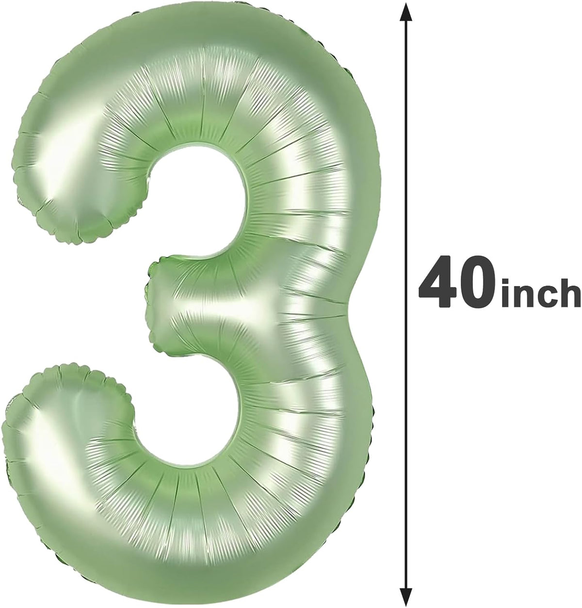 40 Inch Sage Green 3 Large Number Balloon, 3 13 23 30 33 36 Oliver Green Birthday Party