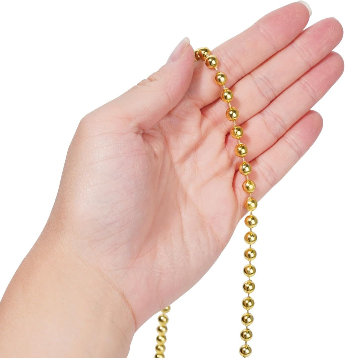 Faux Gold Pearl Beads Garland - 6mm Christmas Tree Beads 22 Yards Spool Pearl String Roll for