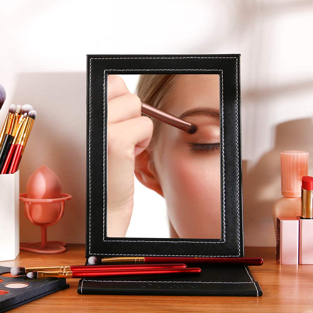 DUcare Folding Mirror Portable Travel PU Portable Adjustable Rectangular Ultrathin Vanity Mirror