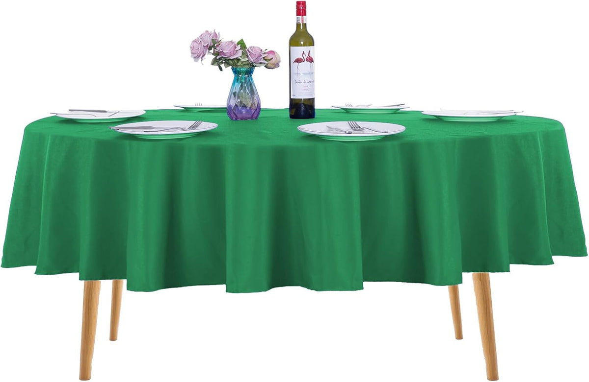 Ascoza 2pack 70 Inch Emerald Round Tablecloth in Washable Polyester Fabric for