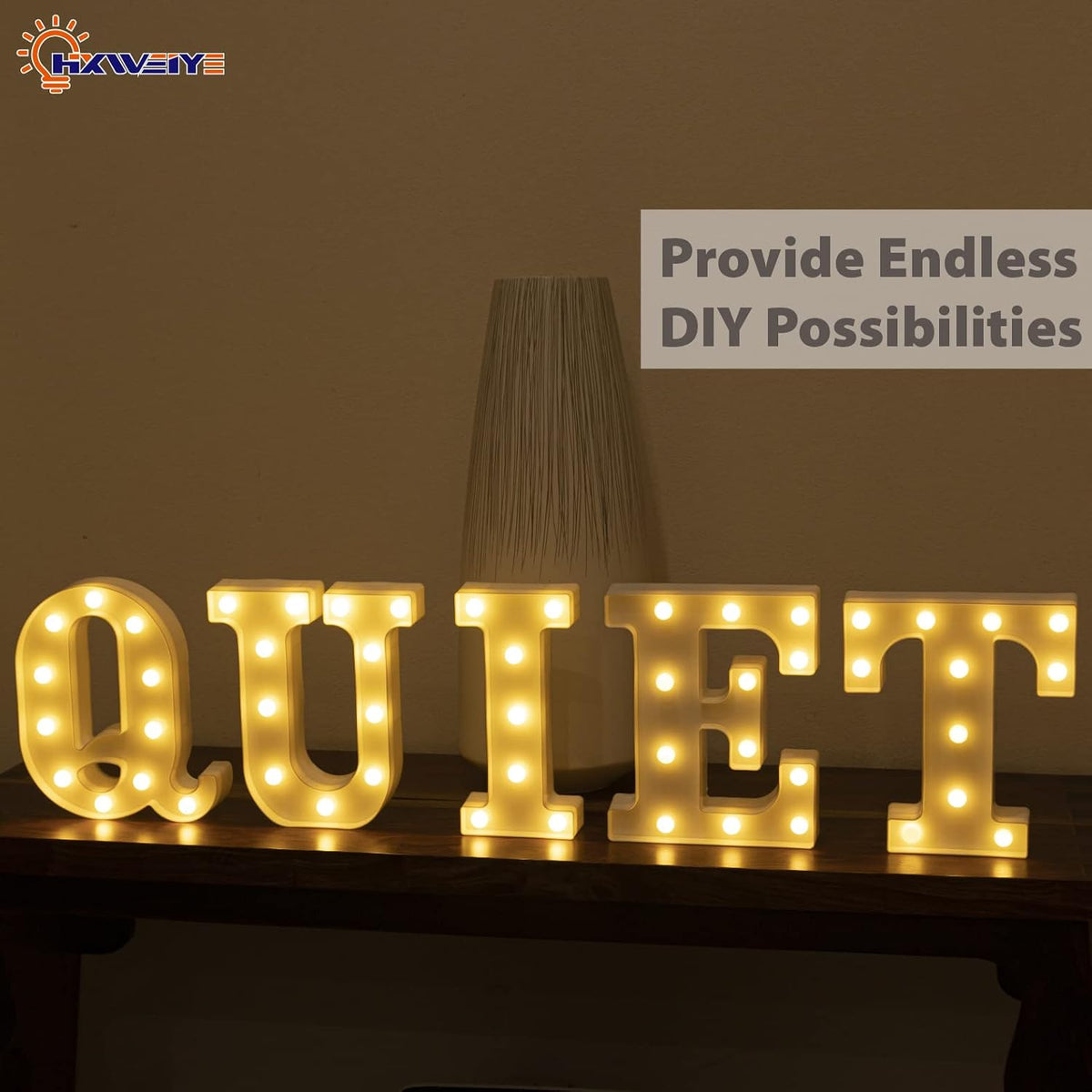 LED Marquee Letters Lights Sign-Q, HXWEIYE Led Letters Lights 26 Alphabet, Light Up Number 0-9