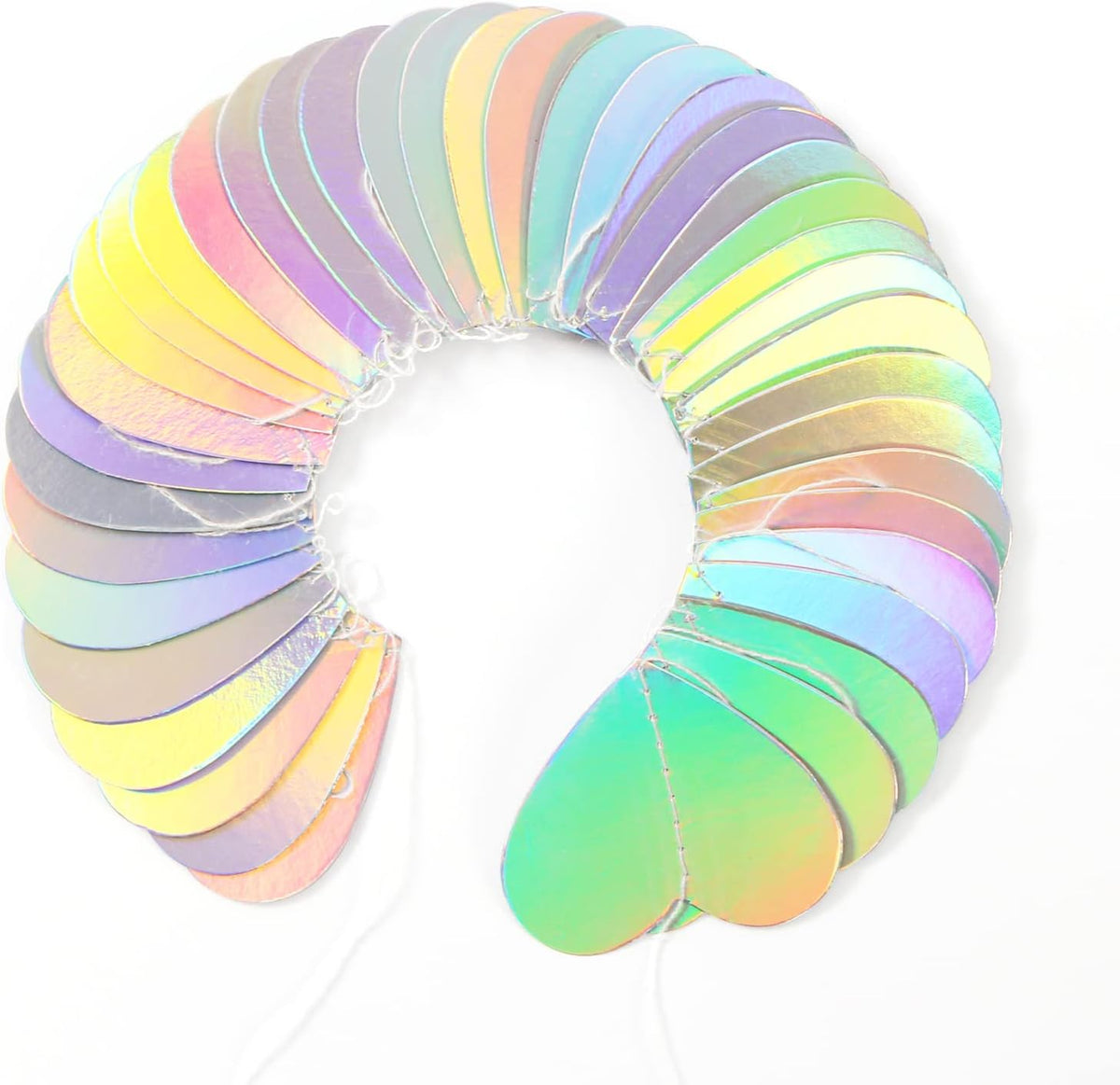 Iridescent Disco-Holographic Heart Garland - 52Ft Wedding Hanging Decoration Neon Streamers Banner