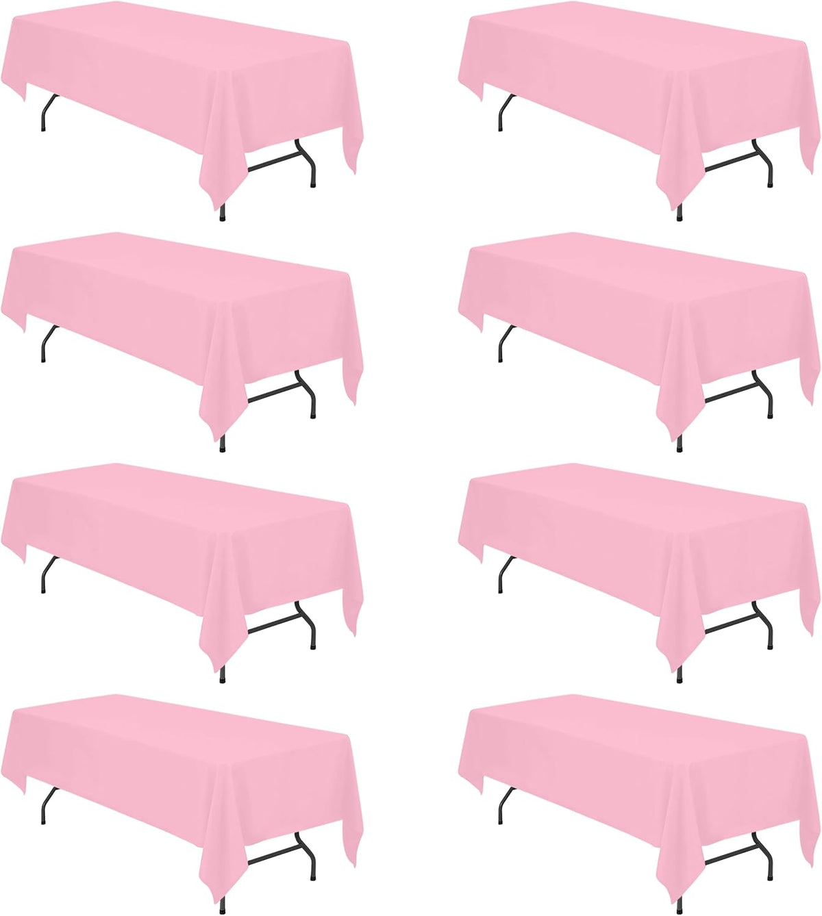 BRILLMAX 8 Pack Pink Tablecloths for 8 Foot Rectangle Tables 60 x 126 Inch - 8ft Rectangular Bulk