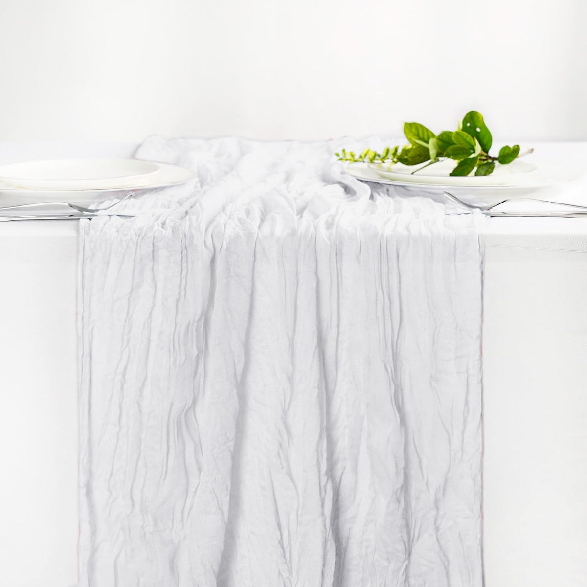 Hahuho Ivory Cheesecloth Table Runner 10ft, Gauze Boho Rustic Table Runners for Wedding Birthday