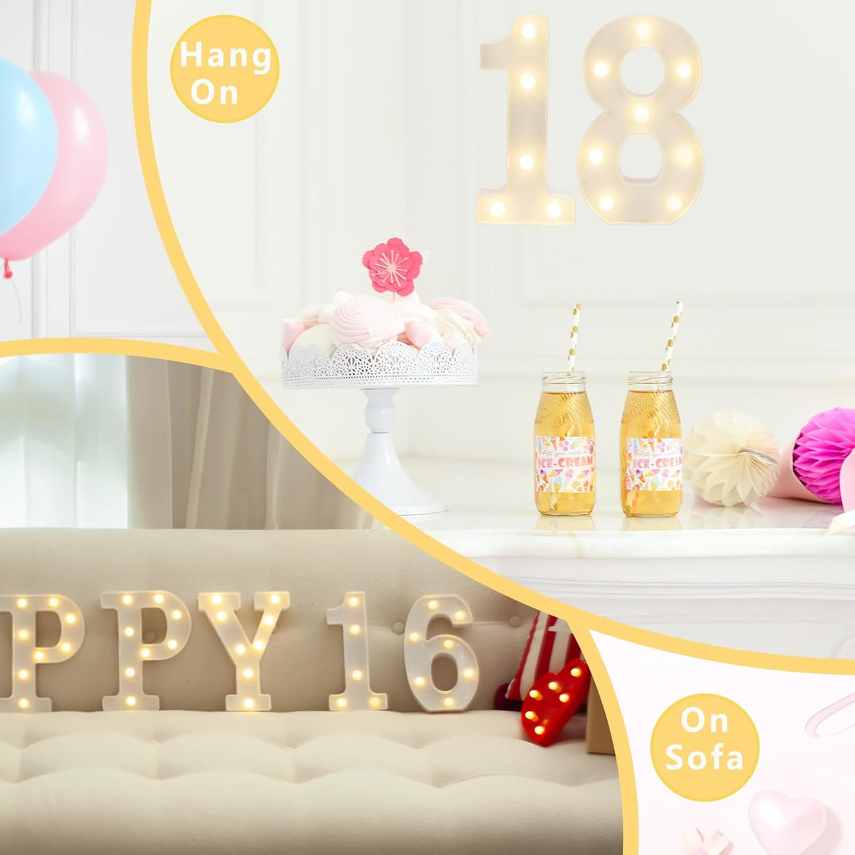 LED Marquee Letter Lights, Decorative Light Up Numbers for 40th Birthday Party, Battery Operated