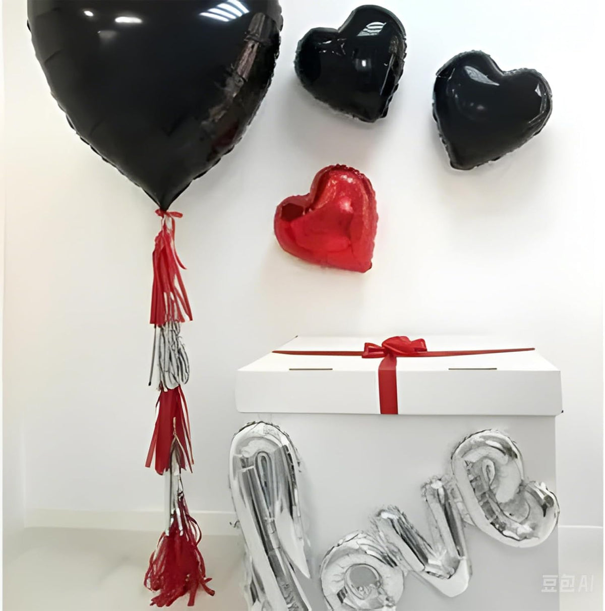 Red Black Heart Balloons, 18 Inch Red and Black Heart Shape Balloon, 12PCS Black Red Helium Foil
