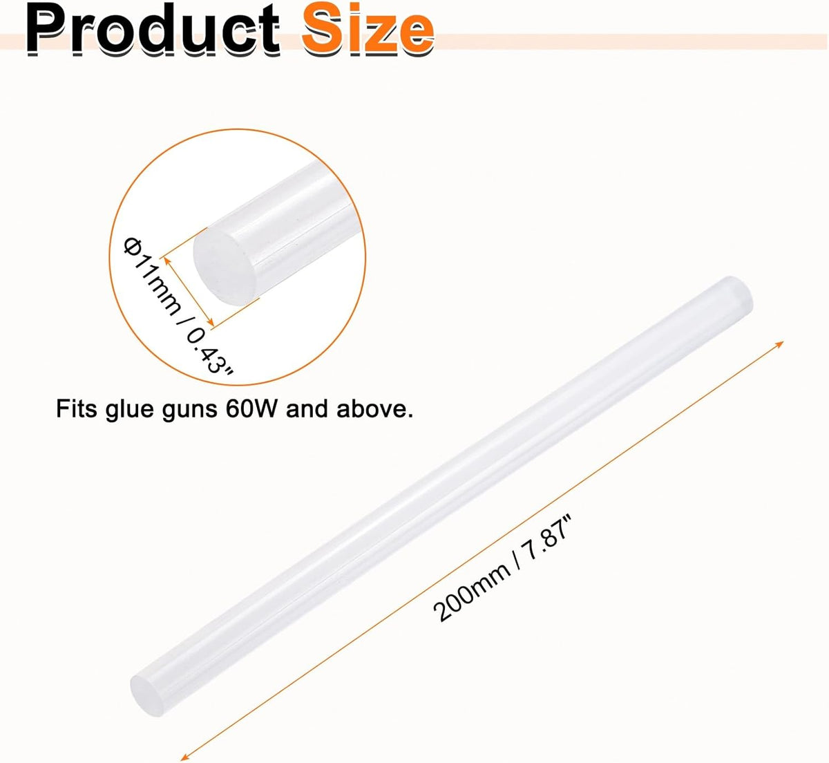 HARFINGTON 10pcs Hot Glue Sticks 0.43" Dia x 7.87" Long EVA Mini Hot Melt Adhesive Glue Stick for