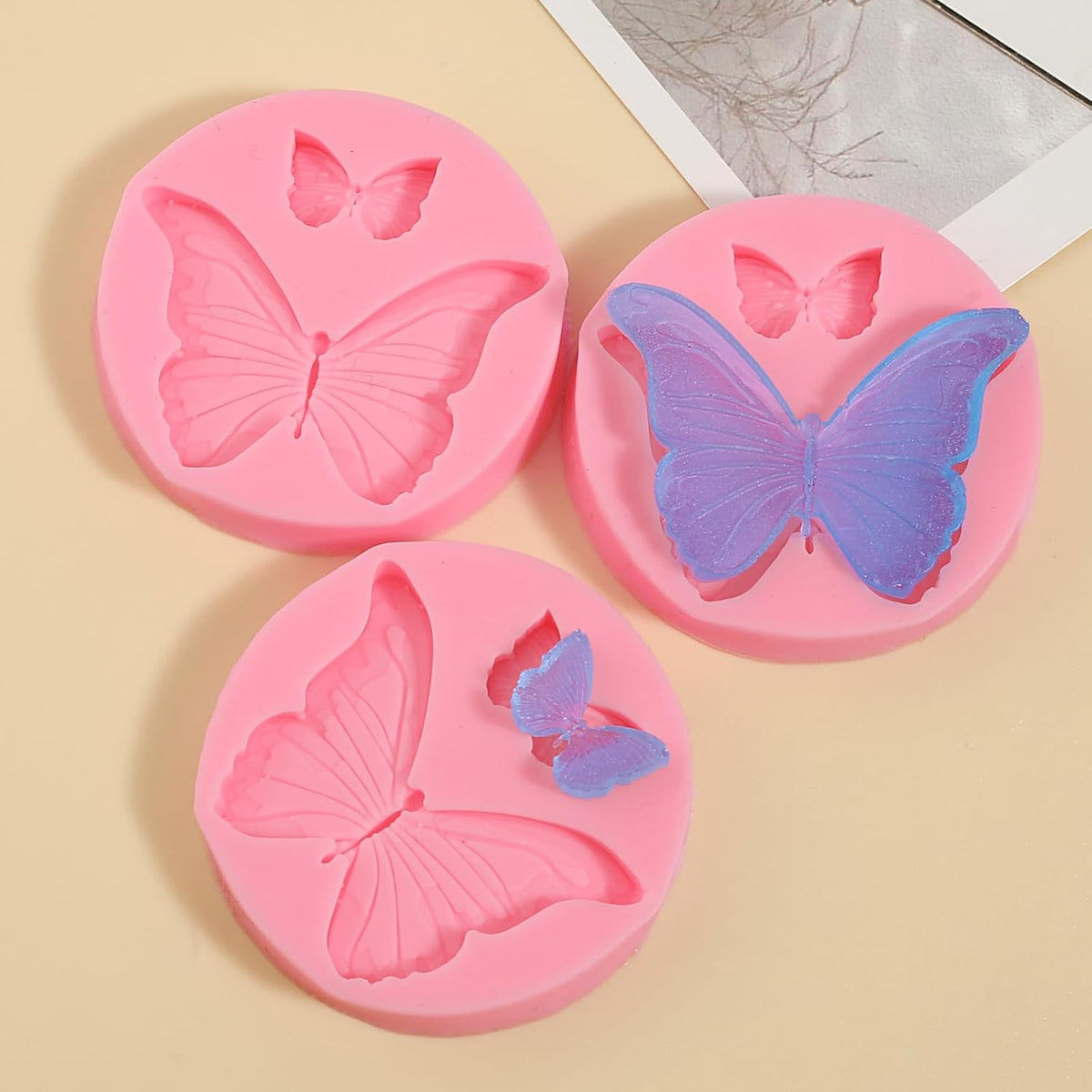 3 Pcs Butterfly Cake Decoration Fondant Molds, Exquisite Butterfly Chocolate Silicone Mold, for