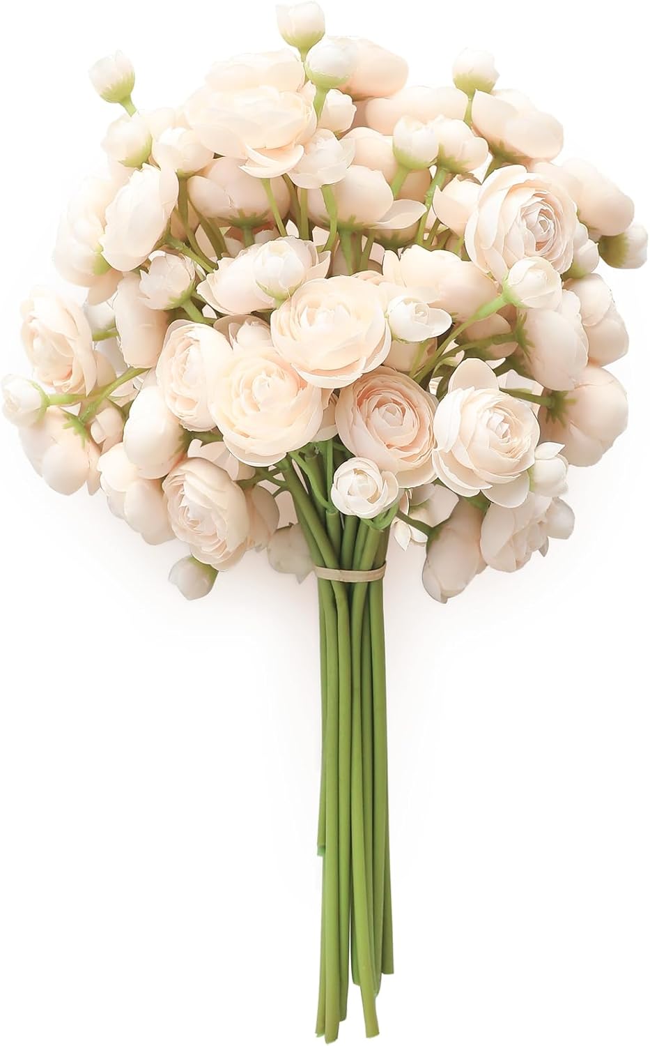 Floroom Ranunculus Artificial Flowers 18 Pcs Champagne Faux Silk Mini Ranunculus Bulk Fake Wedding