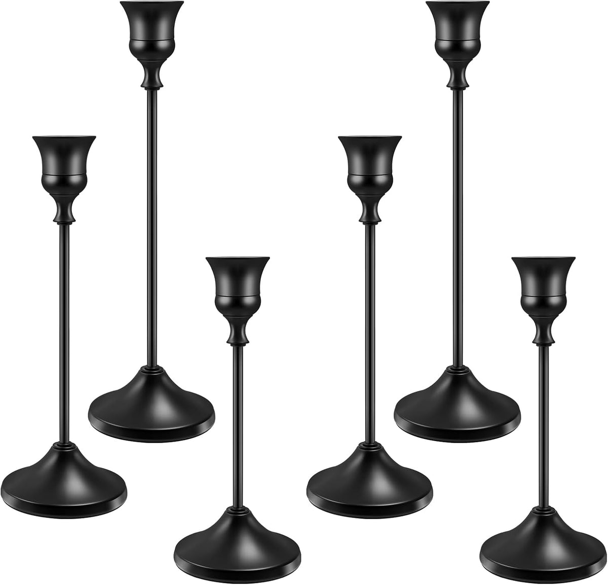 Candlestick Holders 6 PCS Metal Taper Candle Holders, KSWING Black Candle Stick Holders Set