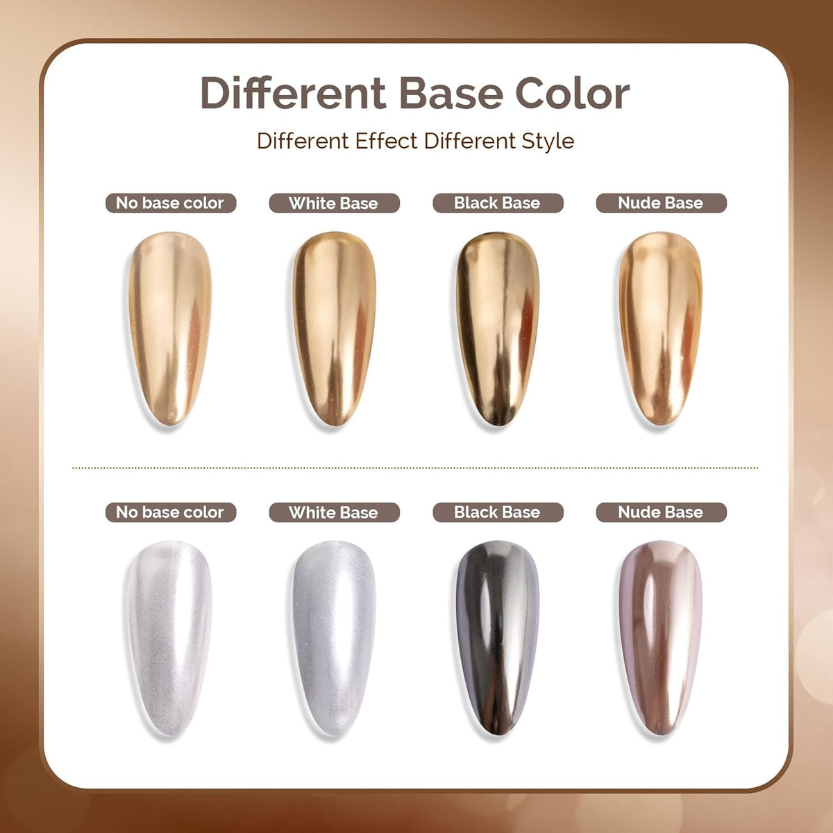 MelodySusie 2Pcs Chrome Nail Powder for Gel Nails,Metallic Mirror Effect Pigment Stylish and