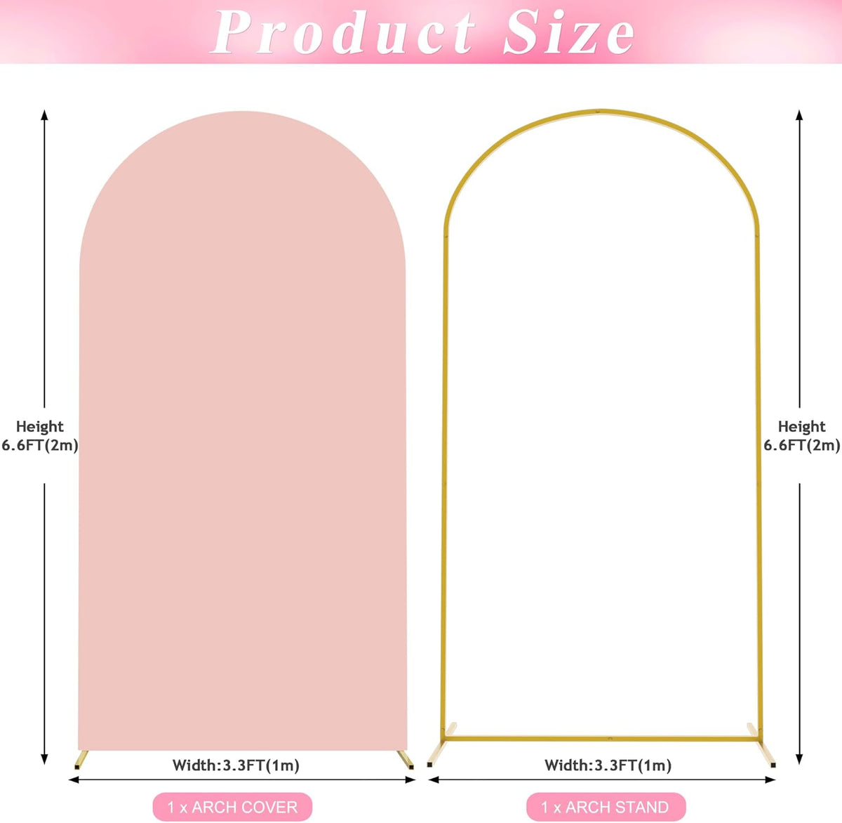Wokceer 6.6 FT Wedding Arch Stand and Arch Cover, Metal Arch Stand with Arch Stand Cover for