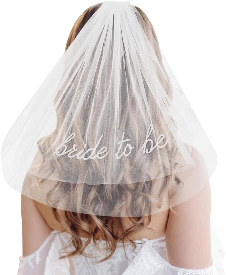 Bride To Be Embroidered Veil for Bachelorette Party Decorations, Bridal Shower Accessories Gifts