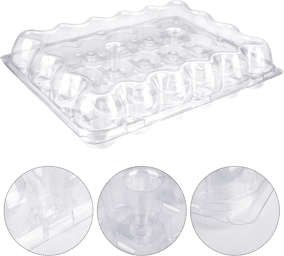 TWOWYHI 24 Counts x 10 Sets Cupcake Containers Cupcake Boxes Plastic Cupcakes Carrier Holders for