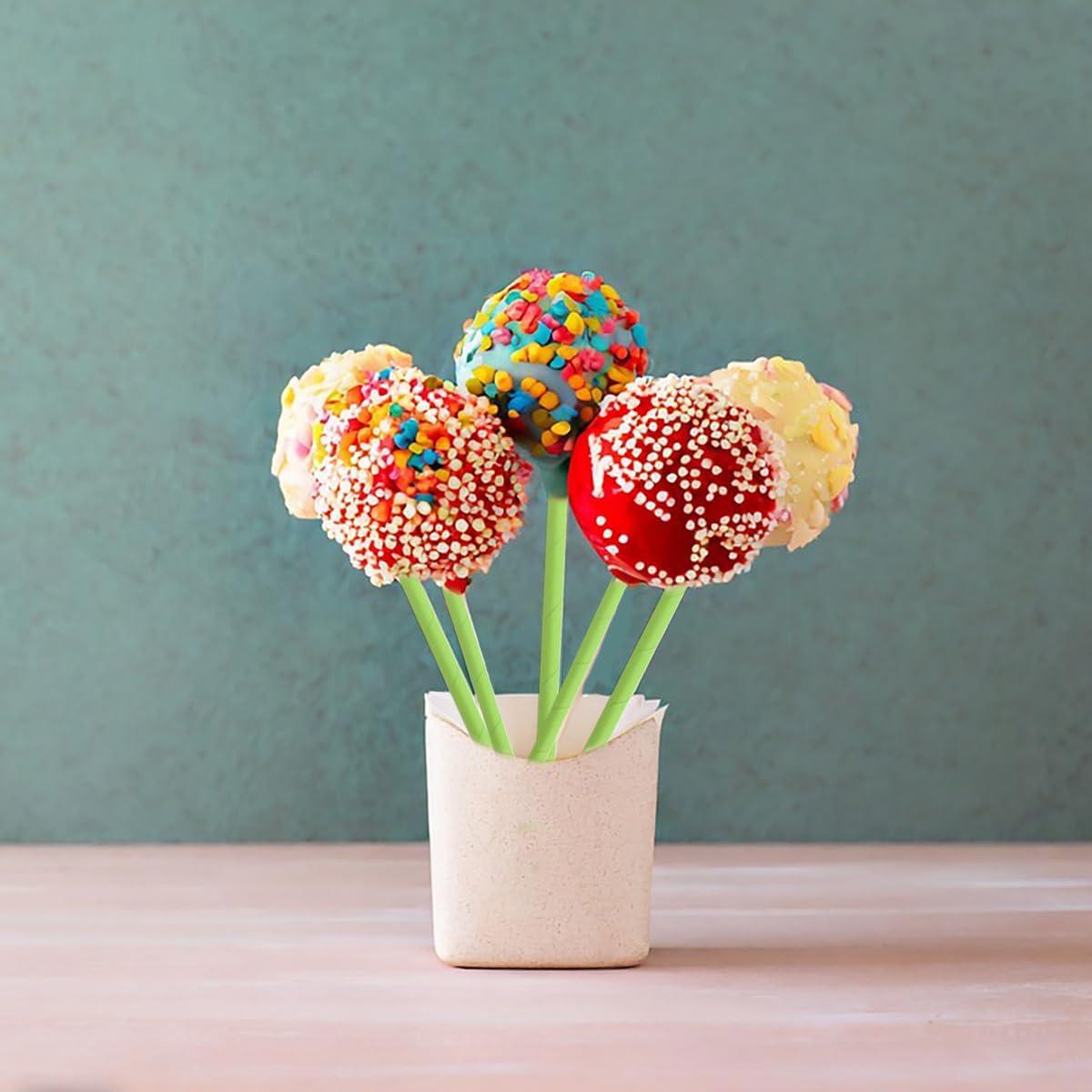 5.75 Inch Biodegradable Green Straws - Short Paper Cocktail Straws for Drinking Party Bar