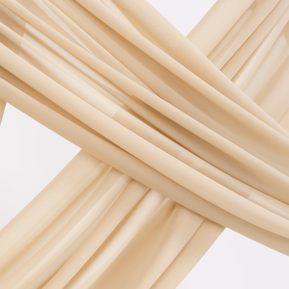 Socomi Wedding Arch Draping Fabric 2 Panels 29" x 19Ft Champagne Sheer Chiffon Curtain Drapes 6