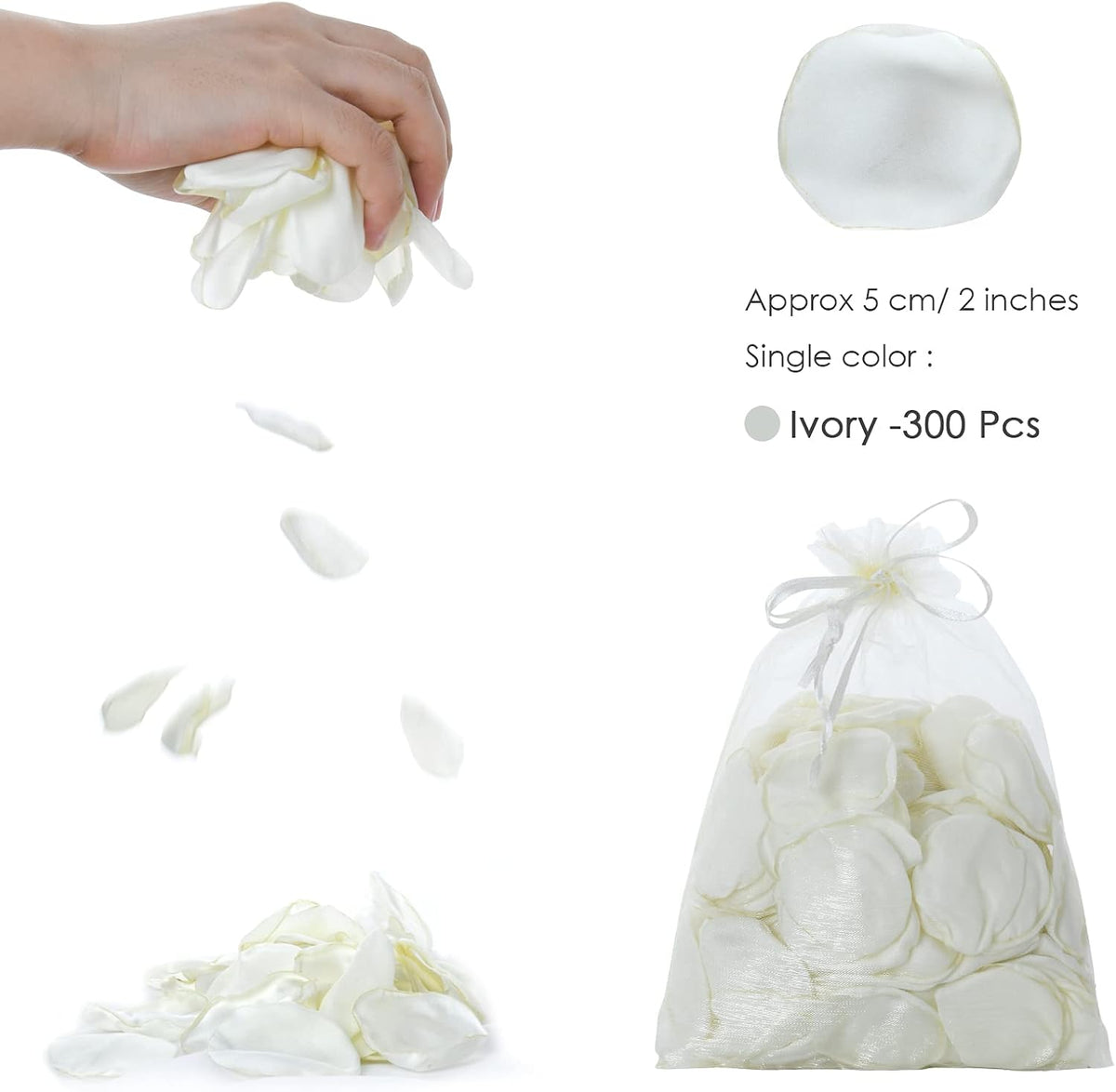 Artificial Ivory White Rose Petals 300pcs Reusable Silk Rose Petals Separated Flower Petals for