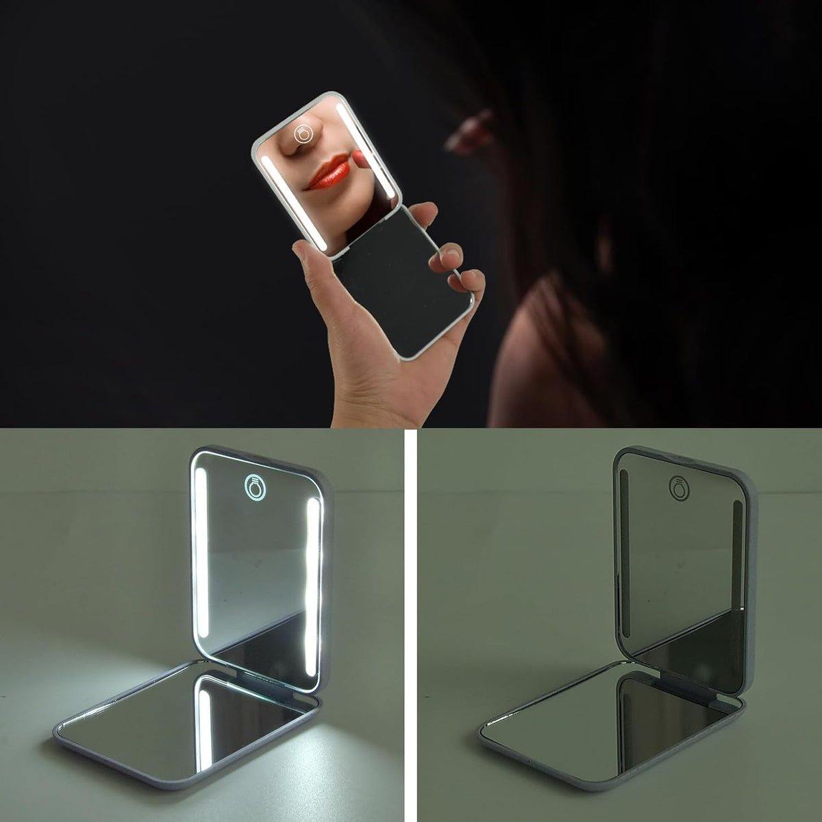 Kintion Rechargeable Pocket Mirror, Wheat Straw Material 1X/3X Magnification Portable Compact