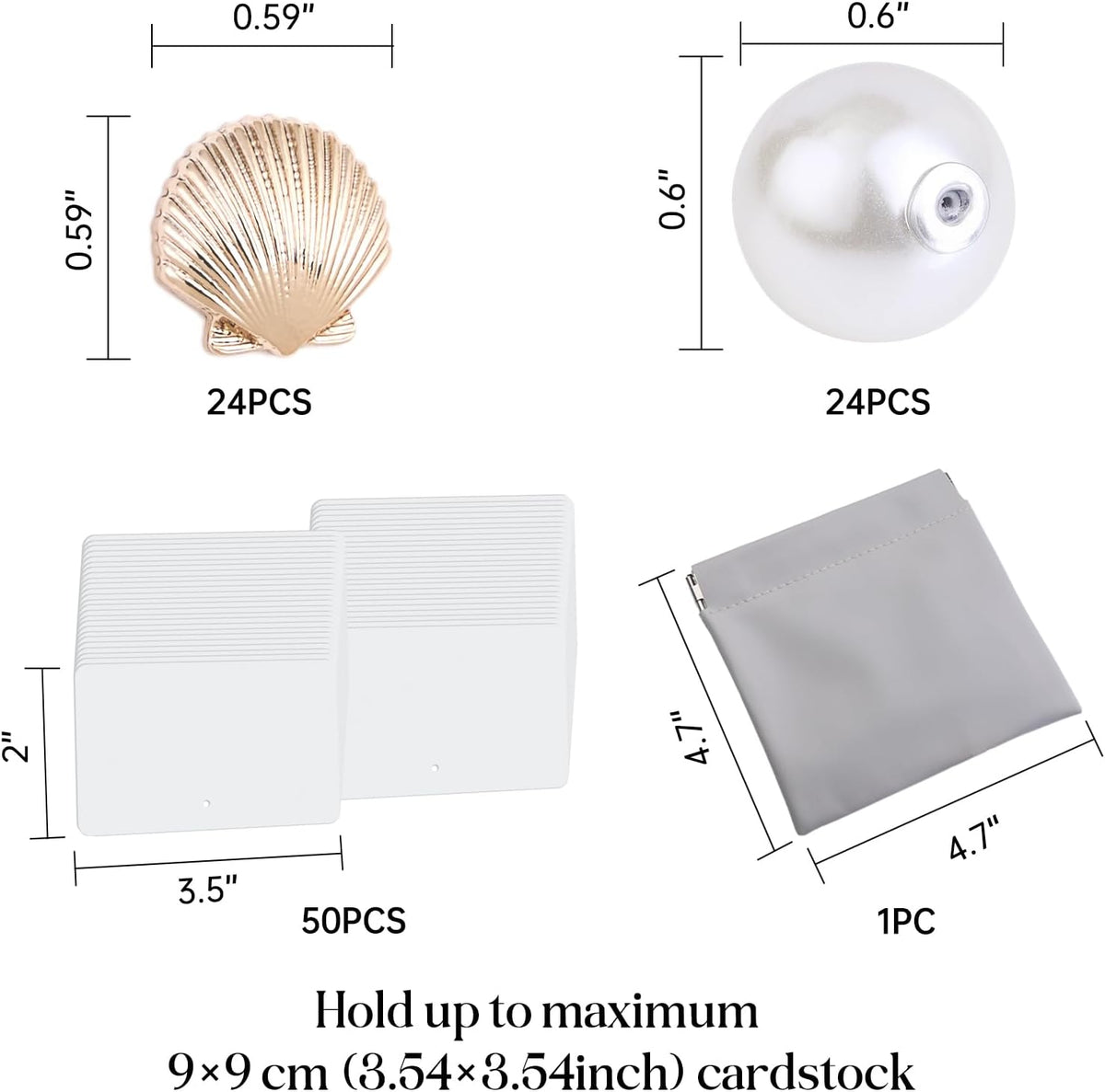 UNIQOOO 24Pcs Decorative Gold Shell Place Card Holders Bulk, Scallop Name Card Stands Set, for