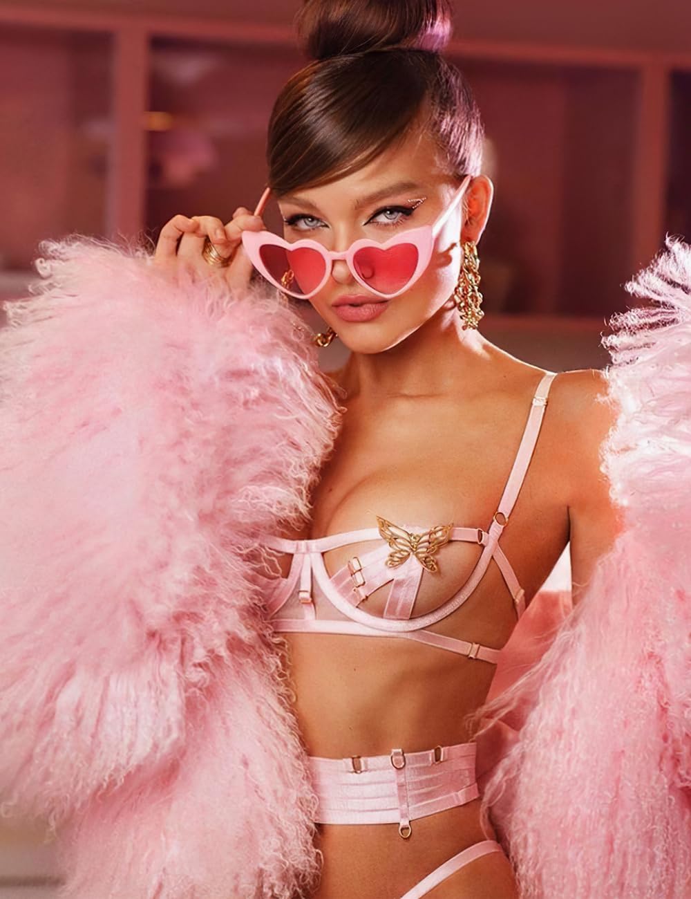 8 Pack Heart Sunglasses Vintage Cat Eye Heart Glasses Retro Bachelorette Bride Sunglasses Bulk for