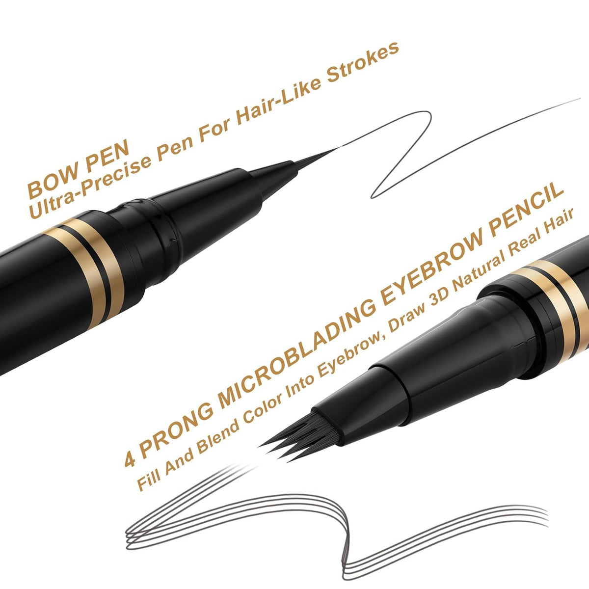 Eyebrow Pen,2-in-1 Waterproof Eyebrow Pencil with 4 Tip Microblading Brow Pen and Ultra-Precise