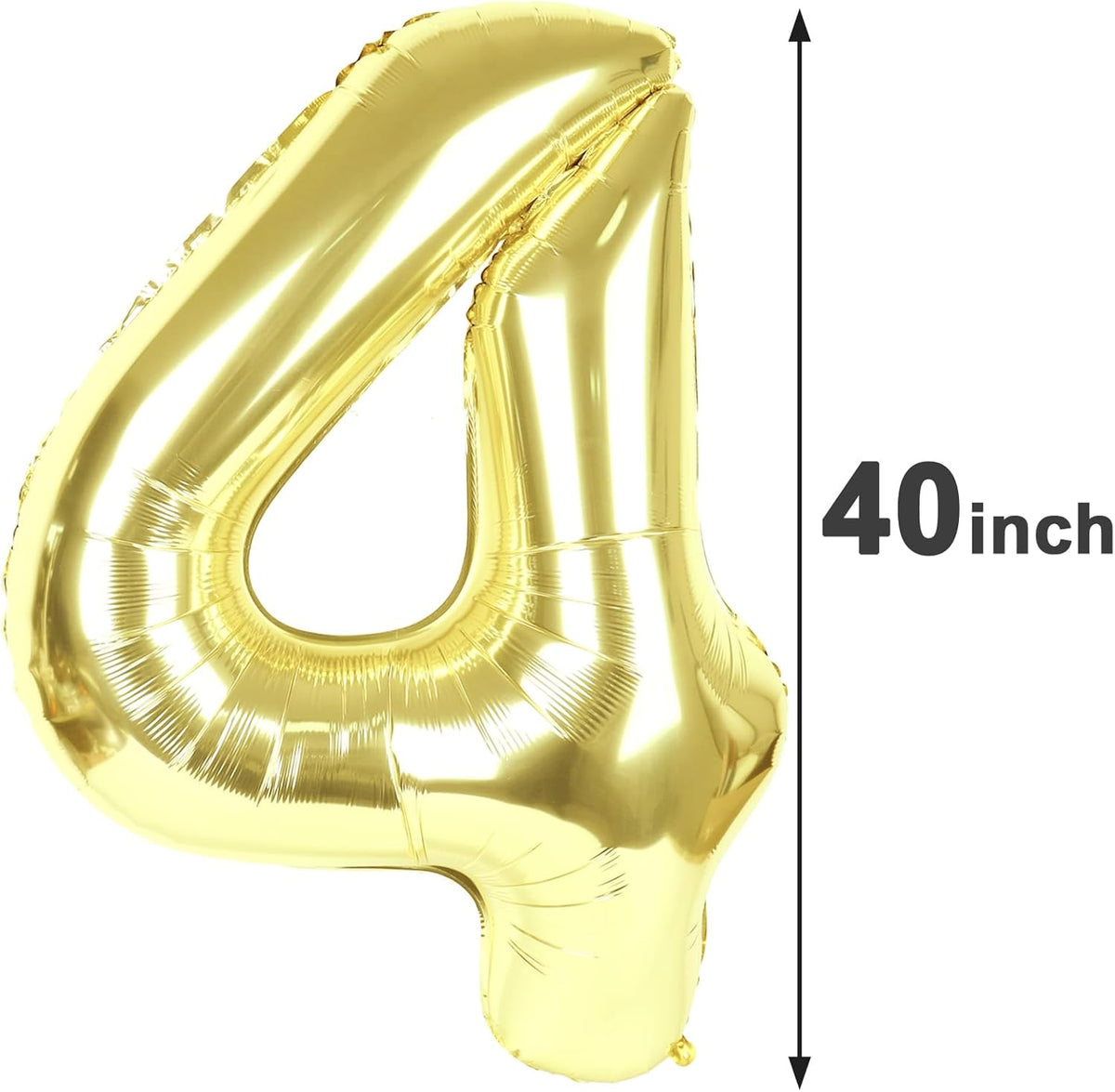 40 Inch Light Gold Large Number 4 Birthday Balloon, Giant Number Four 14 24 34 40 44 Balloons