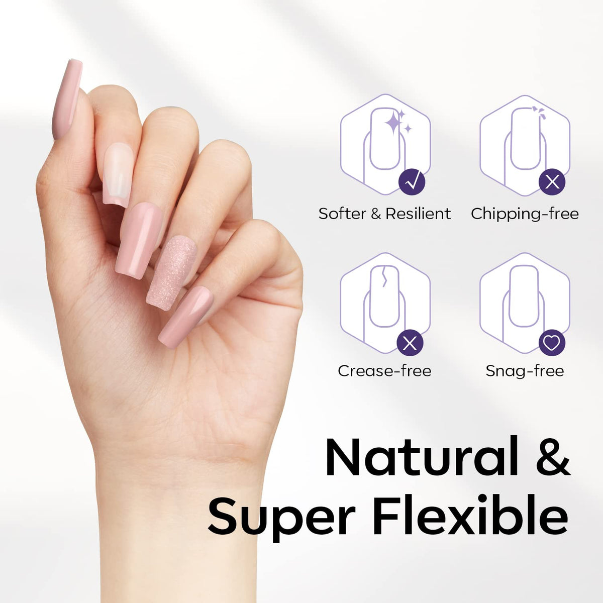 Modelones Medium Square Nail Tips - 510Pcs Fake Nails Gel Tips Pre-shaped Half Matte Full Cover