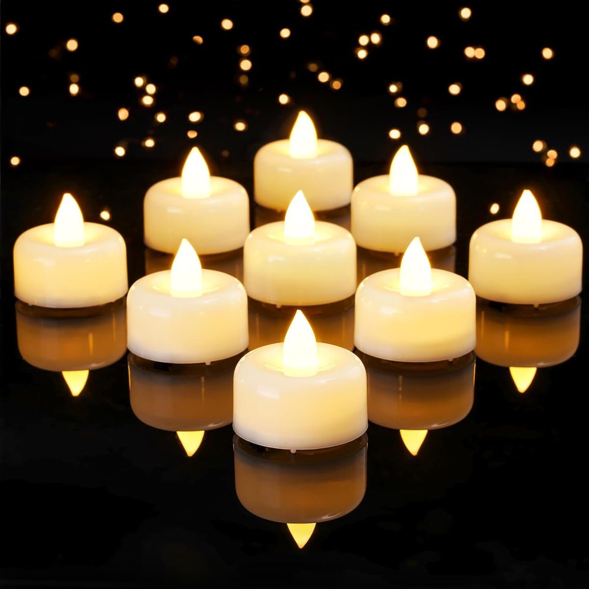 Amagic 24 Pack Timer Tea Lights Candles Battery Operated Candles with 6H Timer, Auto On Daily
