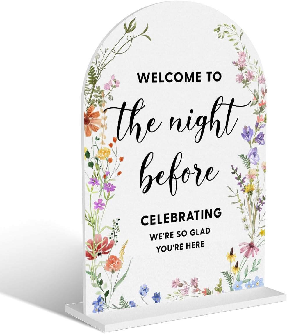 Acrylic Wedding Signs, Bridal Shower Decorations, Modern Arched Round Top Acrylic Table Top Sign