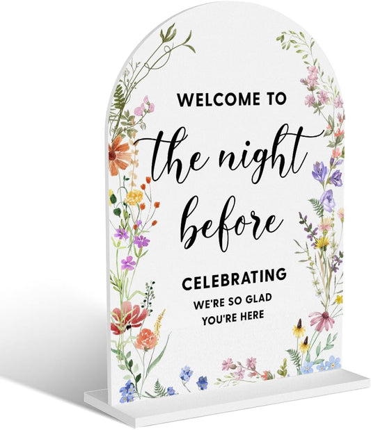 Acrylic Wedding Signs, Bridal Shower Decorations, Modern Arched Round Top Acrylic Table Top Sign