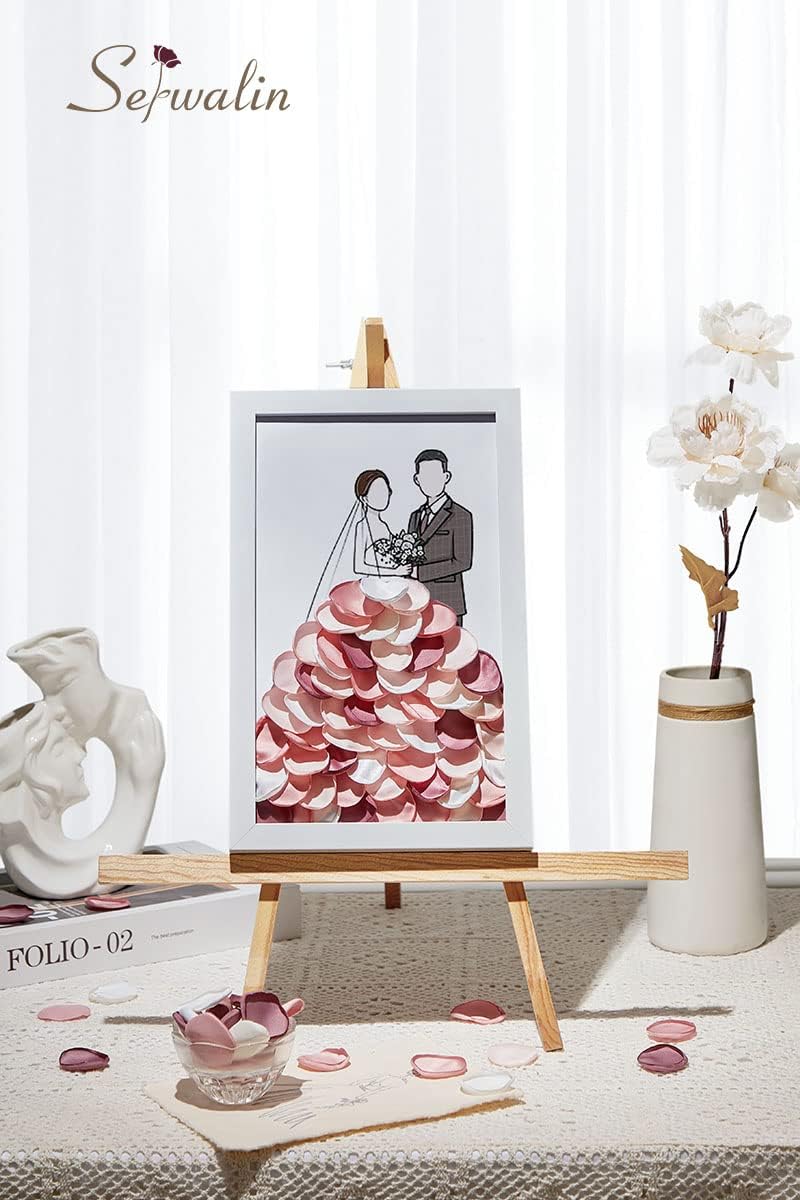Serwalin 300Pcs Silk Pink Rose Petals Artificial Flower Petals for Wedding, Peach Pink Petals Bulk