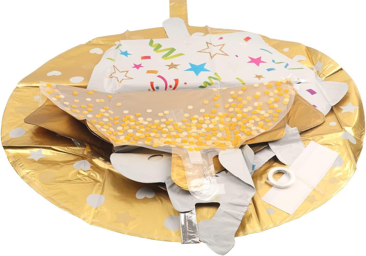 36inch Large Gold Round Foil Helium Mylar Balloons Set 8pcs For Gold Happy Birthday Party