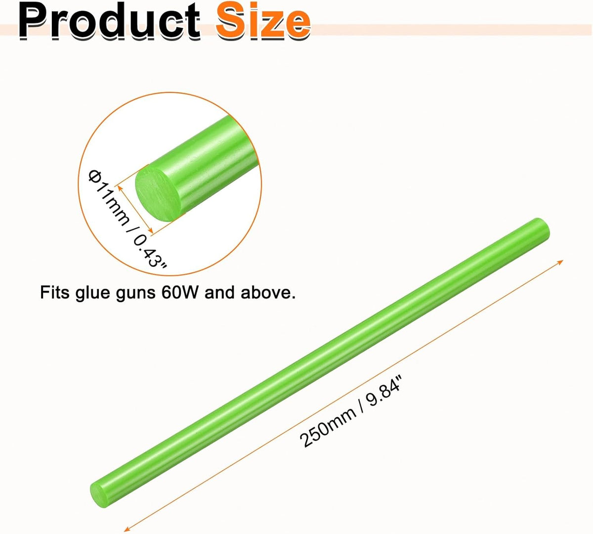 HARFINGTON 10pcs Hot Glue Sticks 0.43" Dia x 9.84" Long EVA Mini Hot Melt Adhesive Glue Stick for