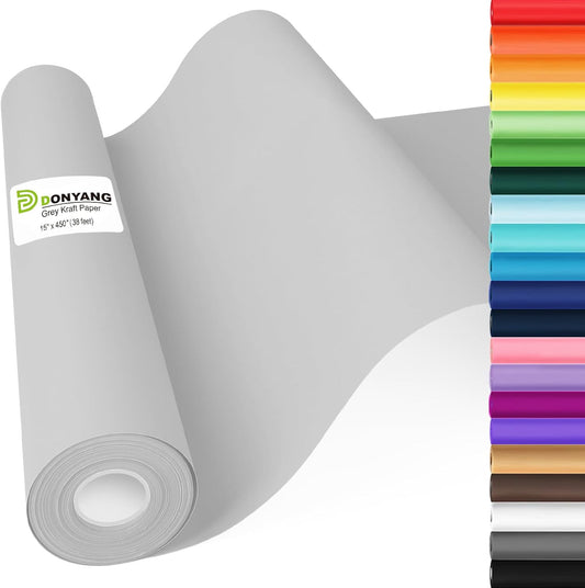 Light Grey Wrapping Paper, 15"x450" Solid Color Art Craft Decorative Paper for Eid Father?™s Day