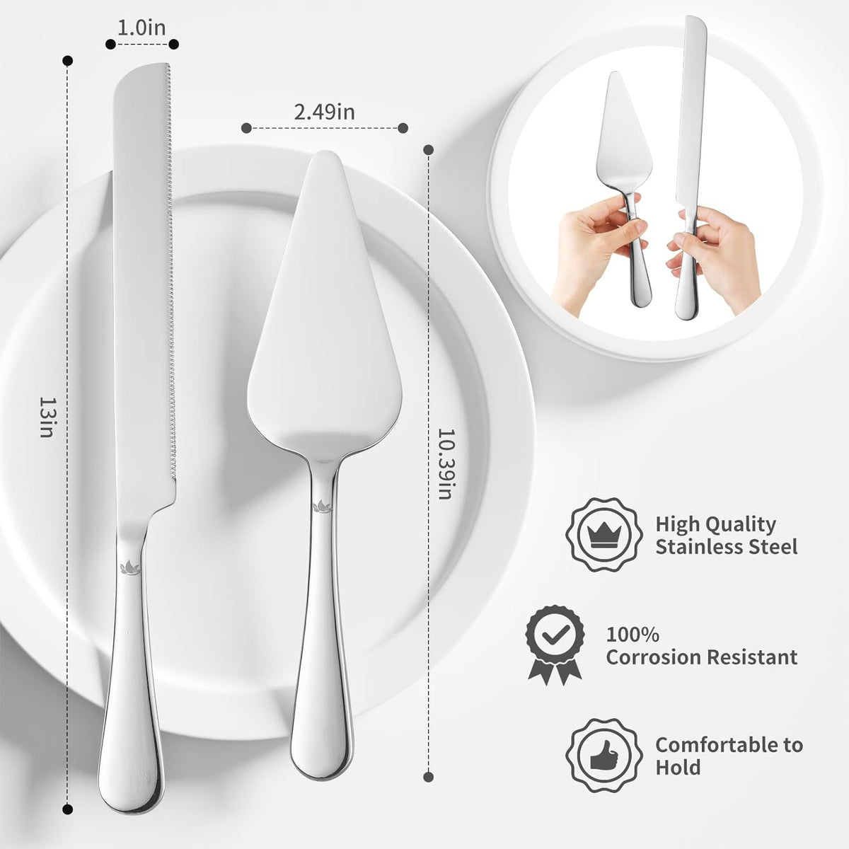 Cake Cutting Set for Wedding - Extended Cake Knife And Server Set Thickened Stainless Steel Cake