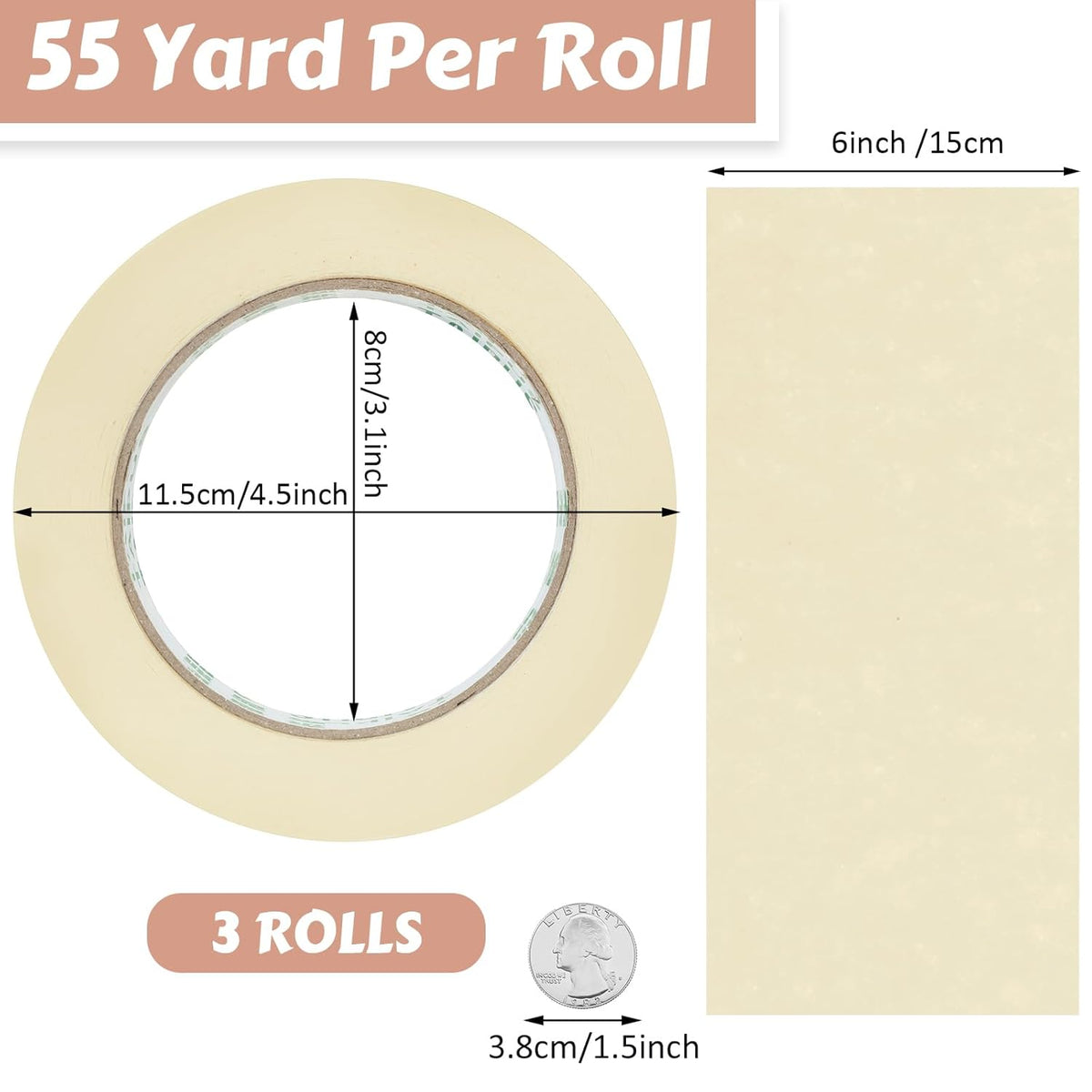 Masking Tape Bulk General Purpose Masking Painting Tape 55 Yards for Painting Home Office School