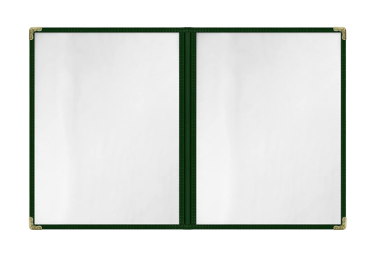 Goodsmart Restaurant Menu Covers - 25 Pack Green2-Page/4-View 8.5" x 11", Side-Loading Vinyl Menu