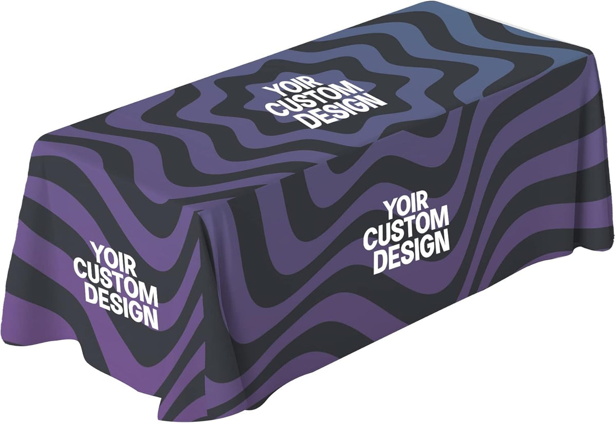 DreamController Custom Table Cloth for 4ft/5ft/6ft Table with Business Logo, Image or Text
