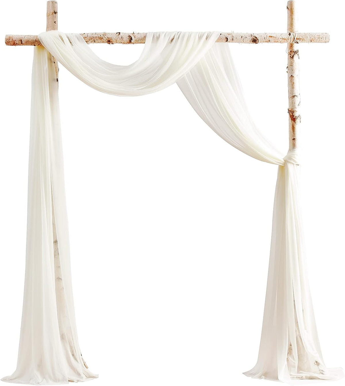 Floroom Wedding Arch Draping Fabric 2 Panels 20Ft Ivory Chiffon Fabric Drapes Arbor Drapery Wedding