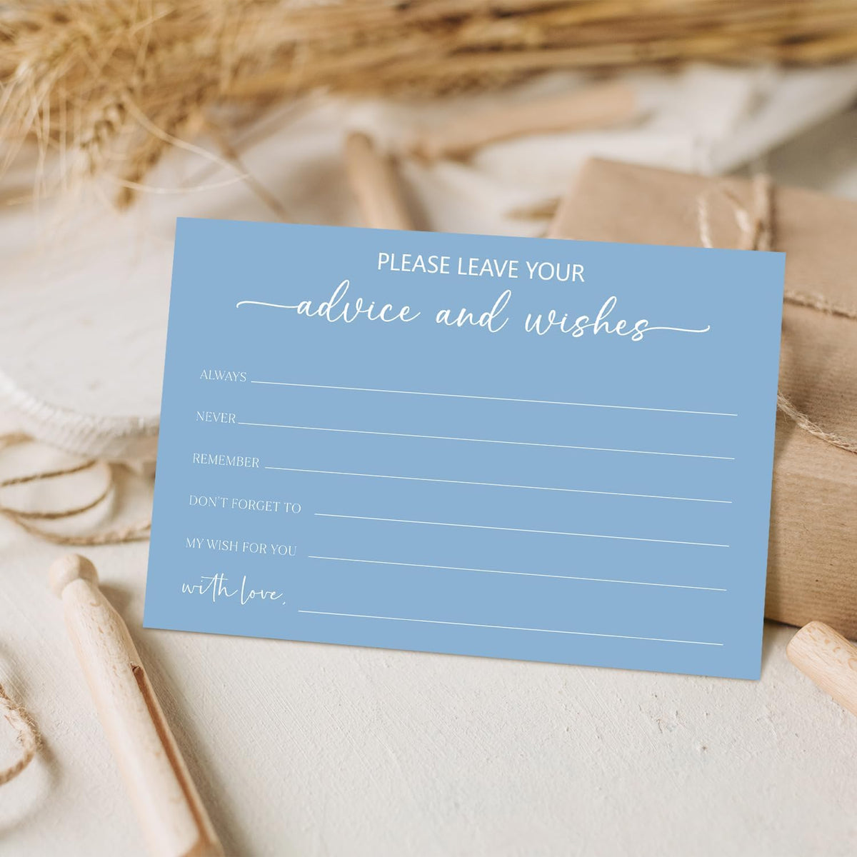Bule Advice and Wishes Card, Advice Cards for The Bride and Groom, Bridal Shower,Wedding or Baby