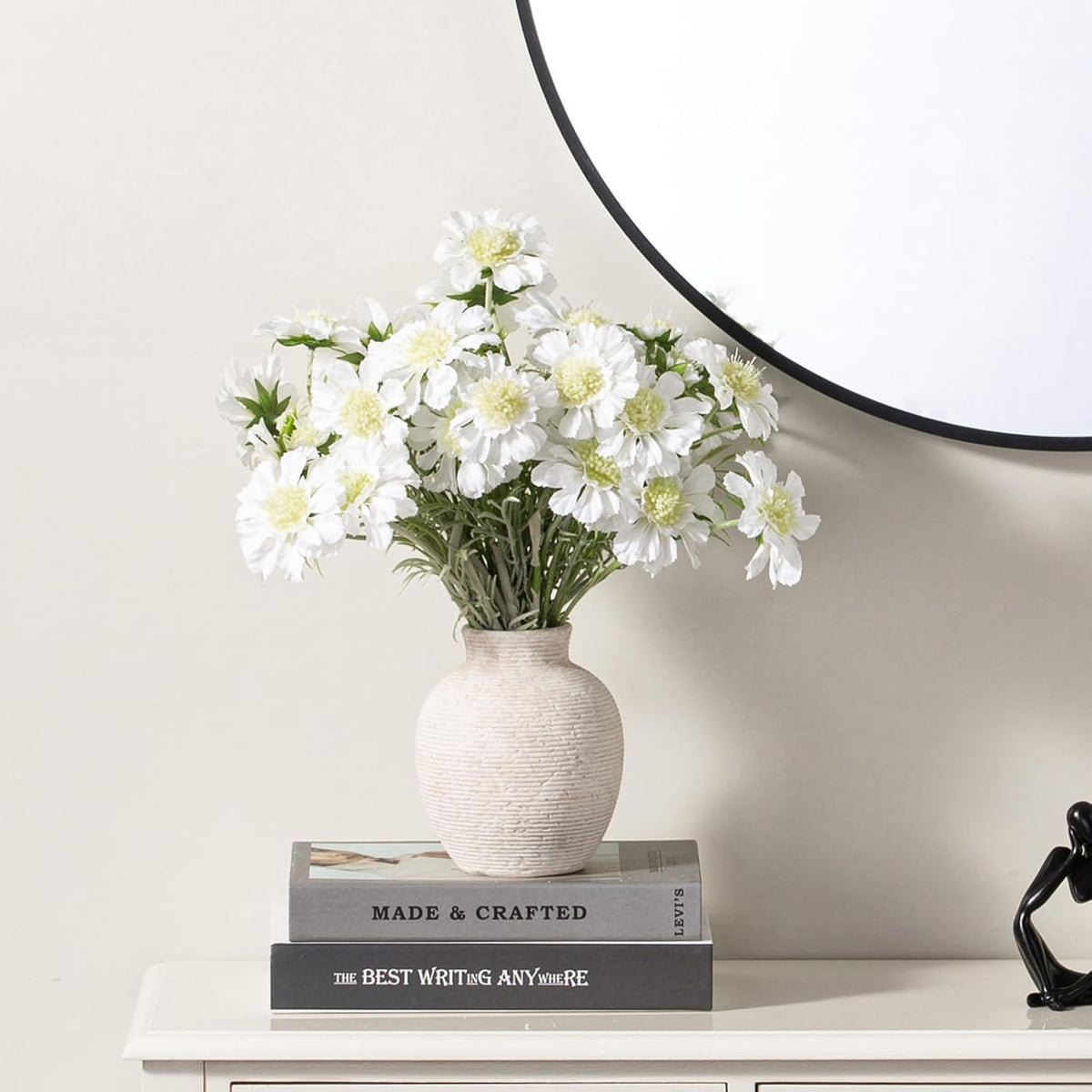 Ceramic Flower Vase Home Decor - Small Farmhouse Table Vases Rustic Vintage Living Room Kitchen