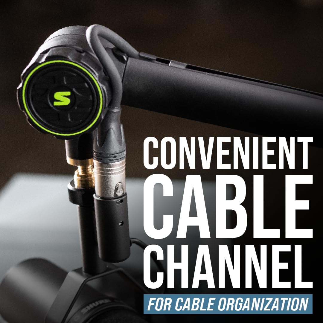 Shure by Gator Deluxe Articulating Desktop Podcasting Mic Boom Arm with Cable Management Channel;