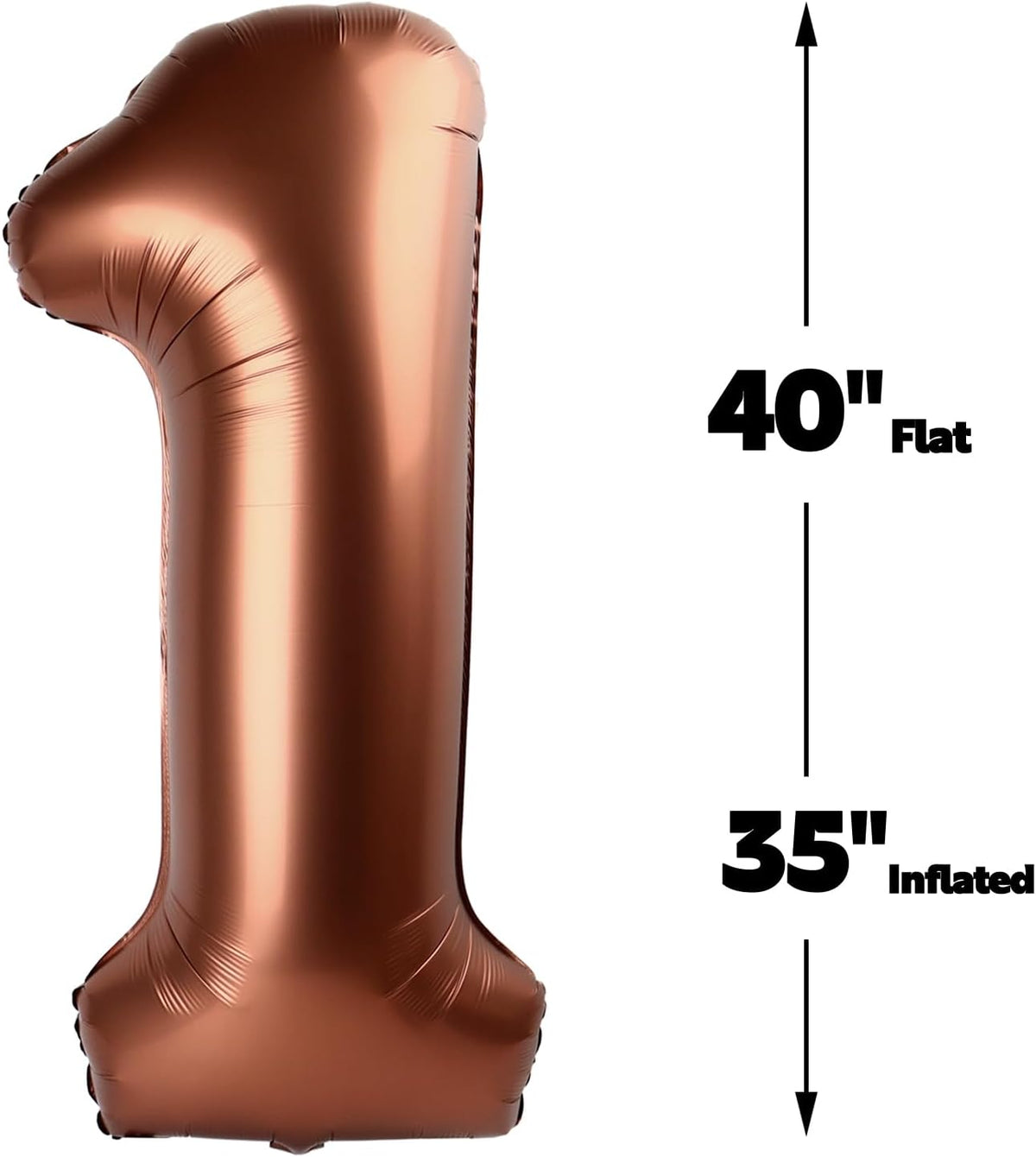 Coffee Brown Number 1 Balloon 40 inch, Number 1 Birthday Balloons for Boy Girl, Dark Brown Foil One