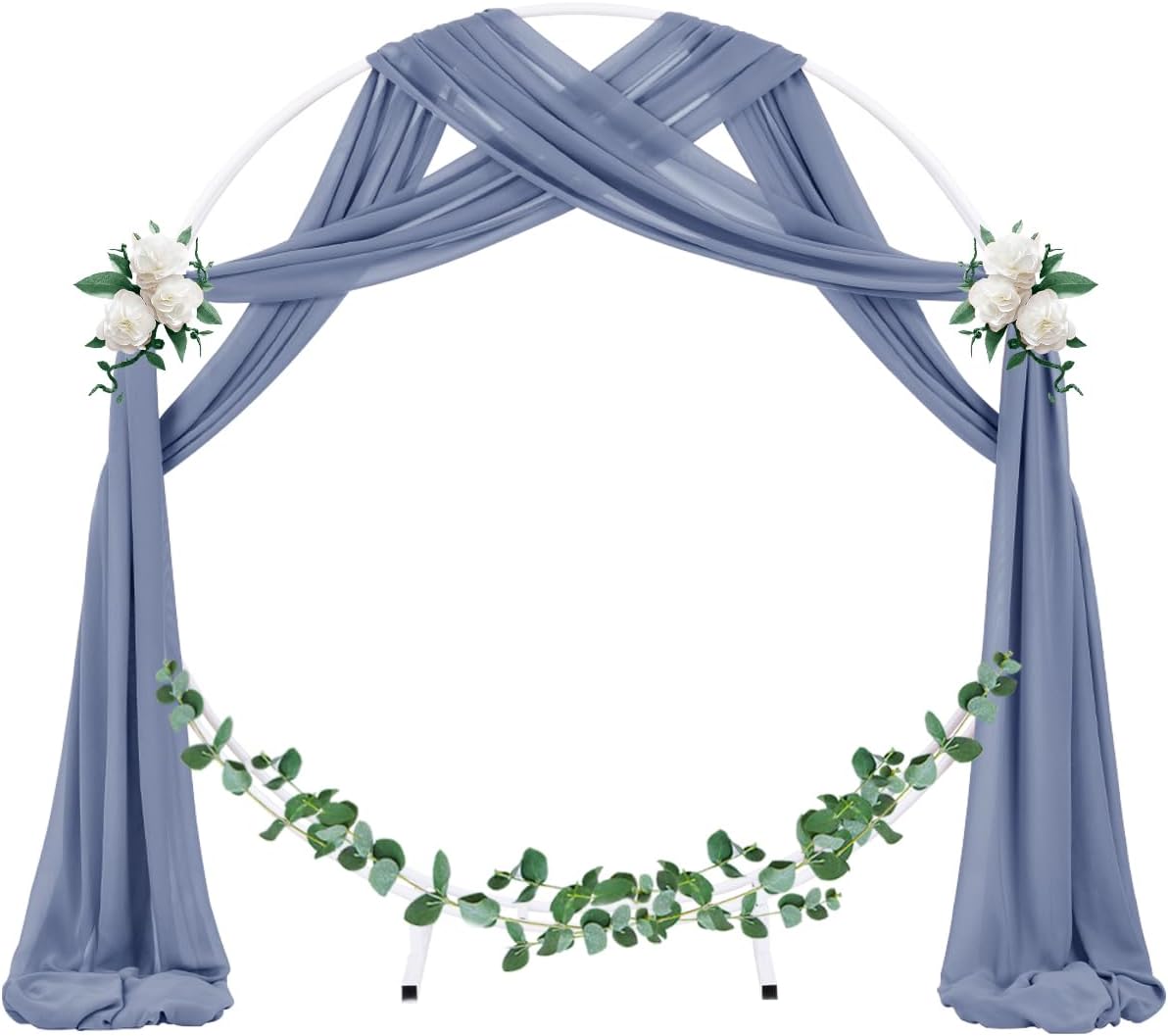 Socomi Wedding Arch Draping Fabric 2 Panels 29" x 19Ft Dusty Blue Sheer Chiffon Curtain Drapes 6