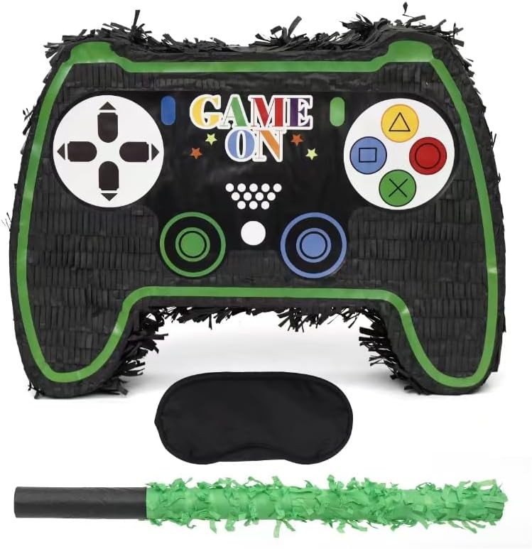 Video Game Controller Pinatas Bundle with a Blindfold and a Bat(16.5 x 12 x 3.5 Inches), Perfect