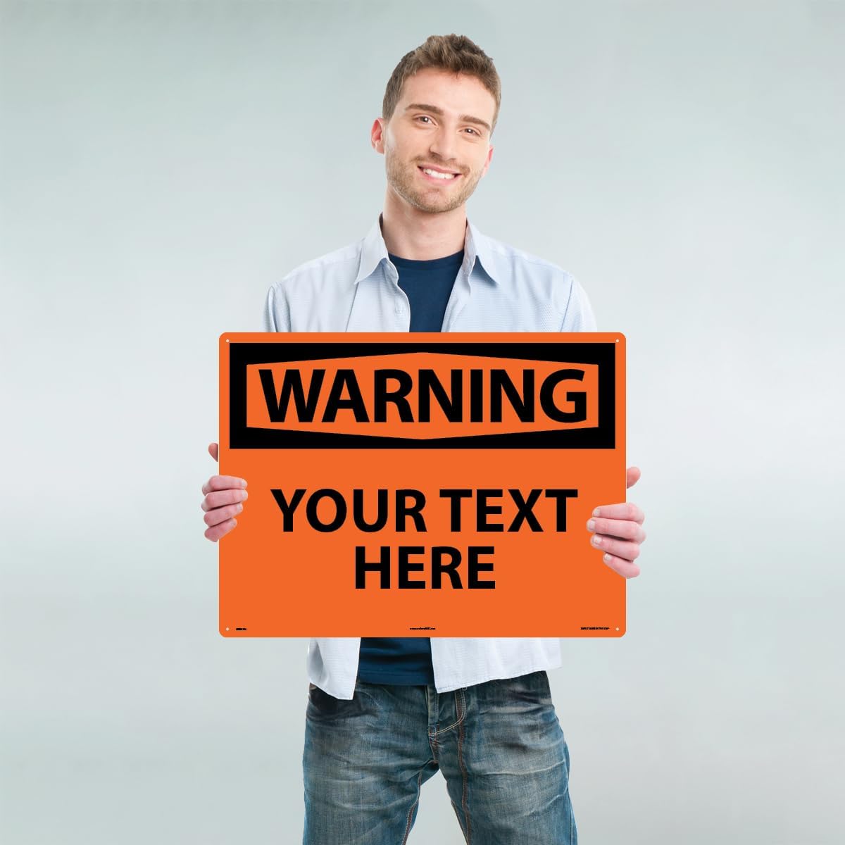 Custom OSHA Style Warning Sign 18" x 24" Plastic Sign, Customizable "Your Text Here", by