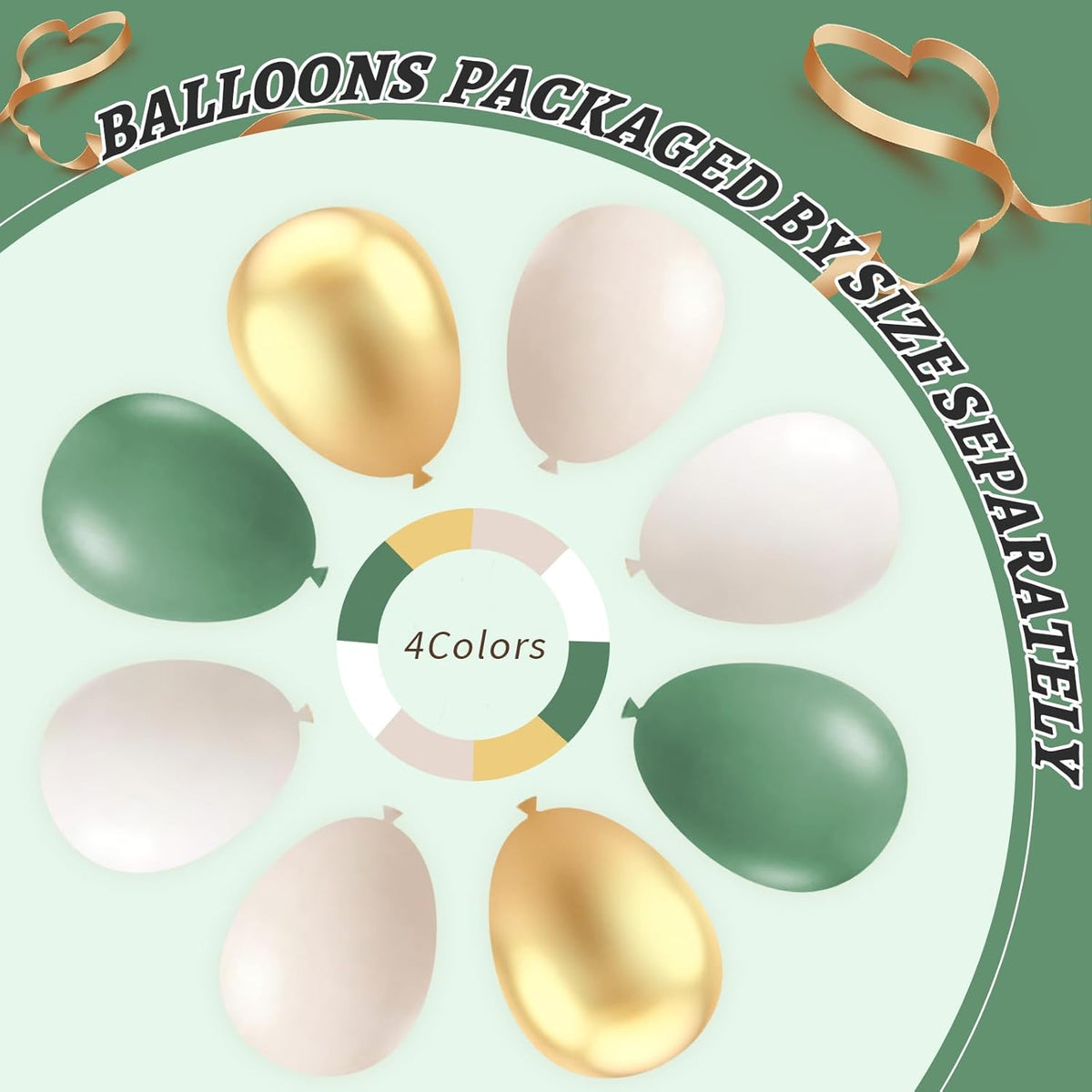 412Pcs Sage Green White Sand Gold Balloons Garland Arch Kit,18 12 10 5 Inch Different Sizes
