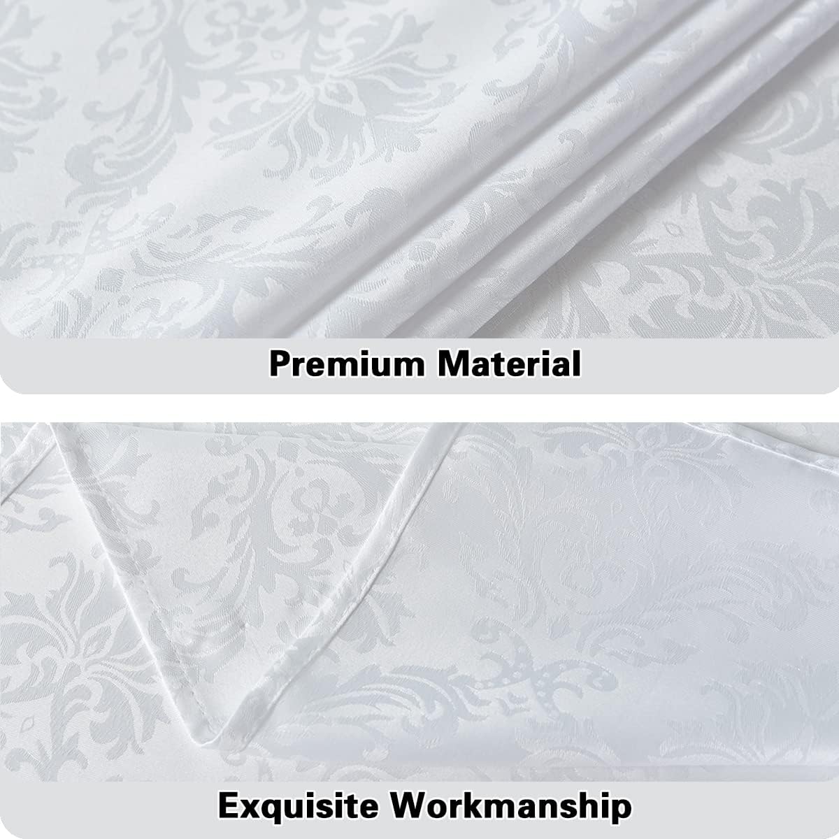 SASTYBALE White Tablecloth Square 52 x 52 Inch Jacquard Damask Table Cloth, Spill Proof Wrinkle